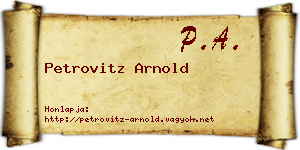 Petrovitz Arnold névjegykártya